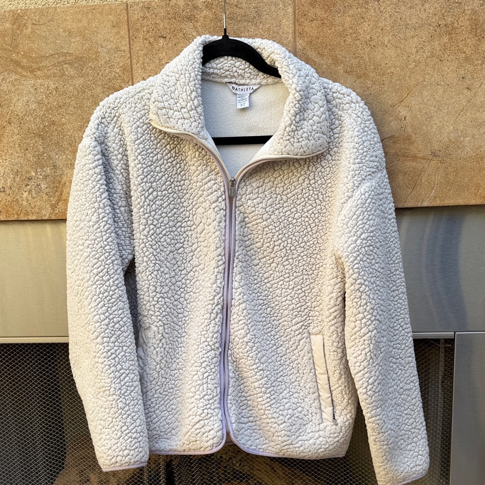 Athleta Cream Sherpa  cloud fleece Jacket